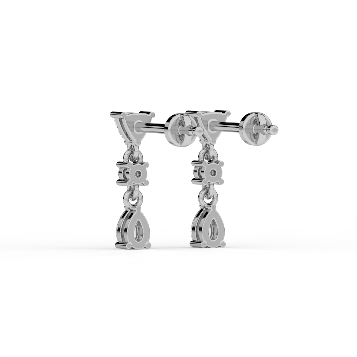 Trillion Pear Lab Grown Diamond Earrings image 1