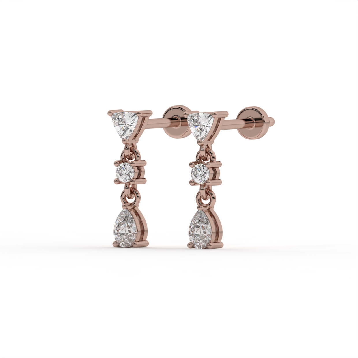 Trillion Pear Lab Grown Diamond Earrings image 2