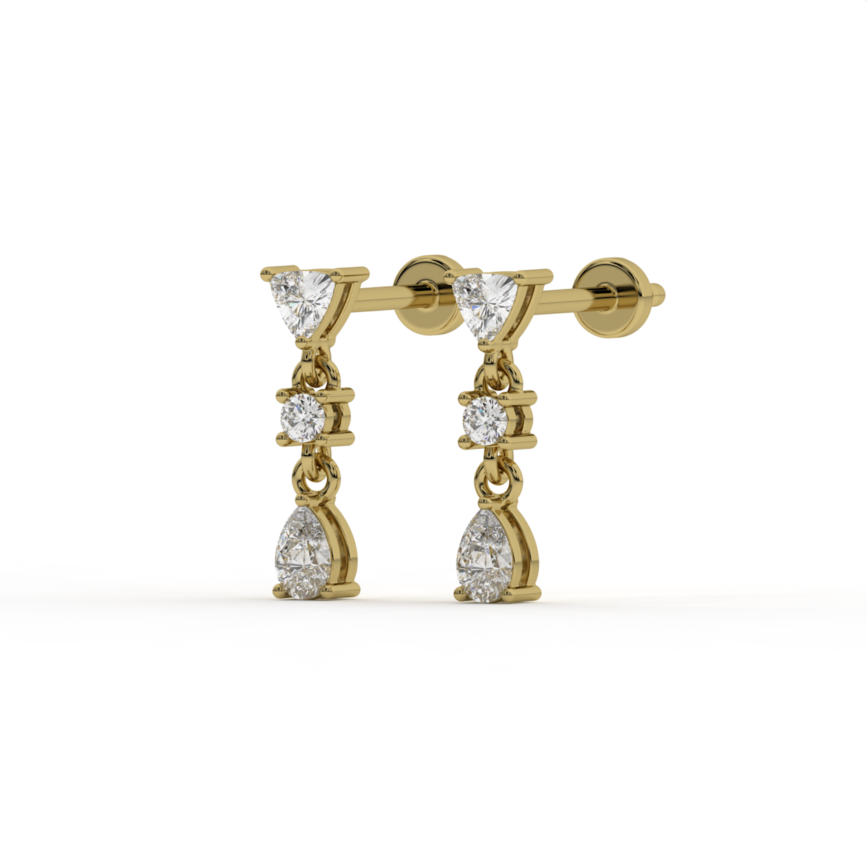 Trillion Pear Lab Grown Diamond Earrings image 5