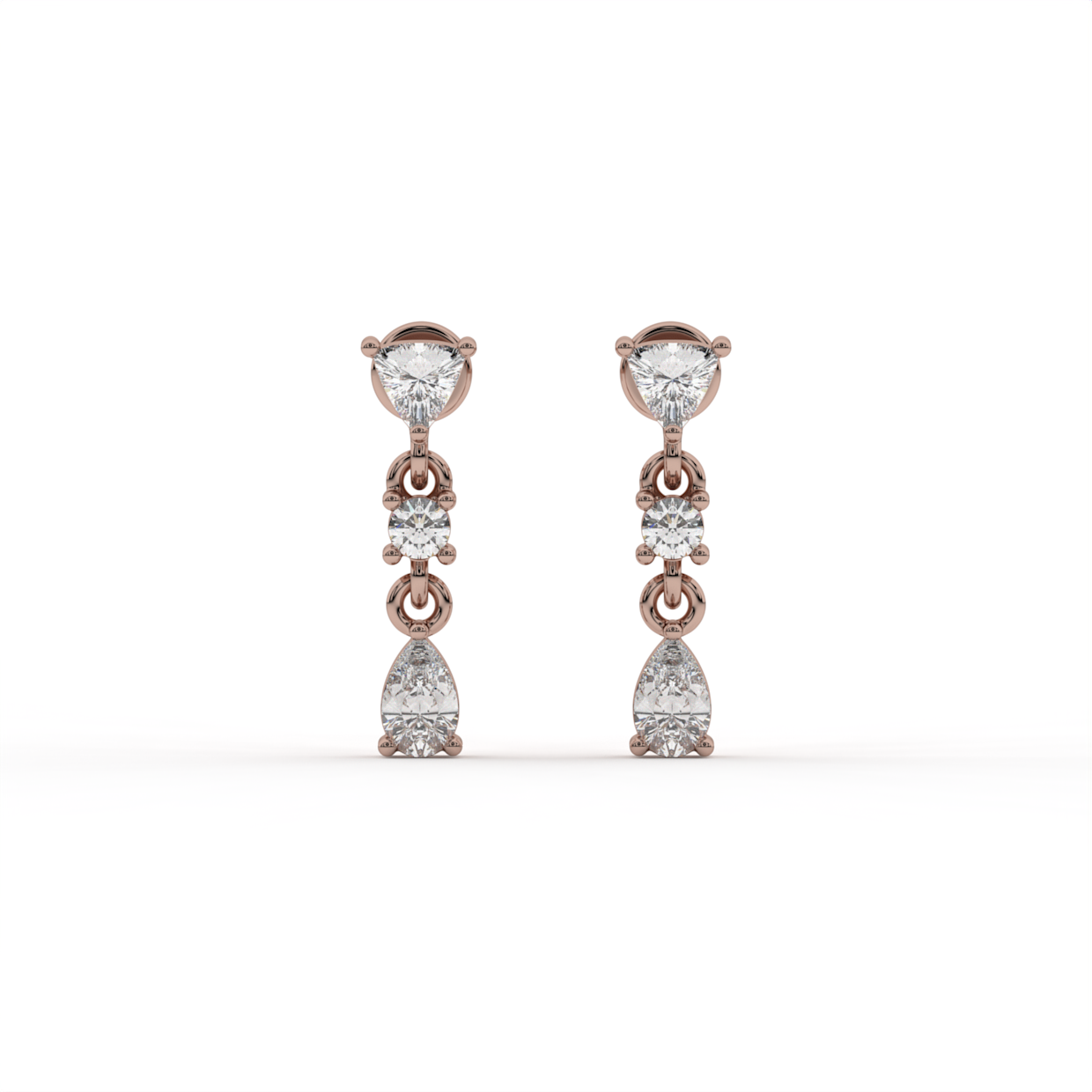 Trillion Pear Lab Grown Diamond Earrings image 9