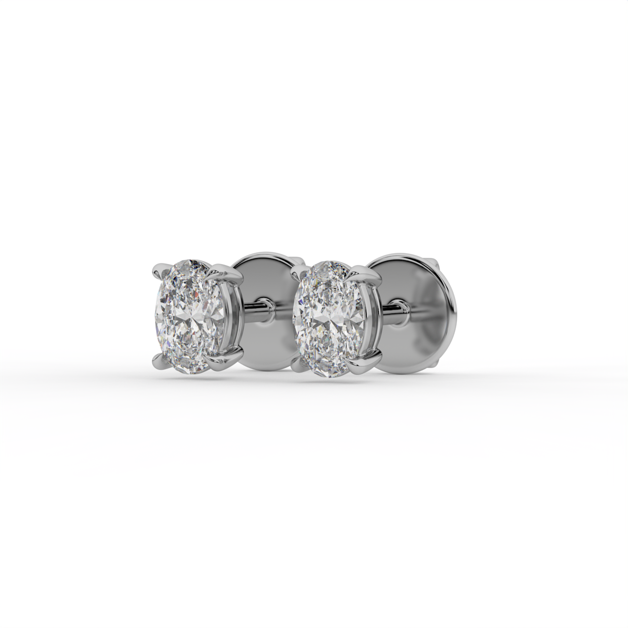 Four Prong Oval Lab Grown Diamond Stud Earrings image 2