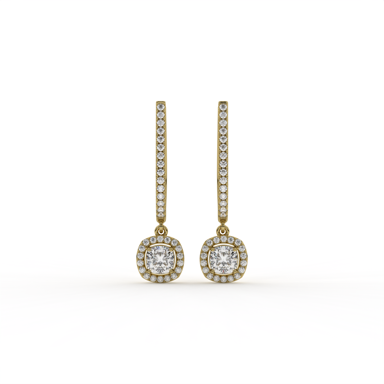Cushion Halo Lab Grown Diamond Drop Hoops image 1