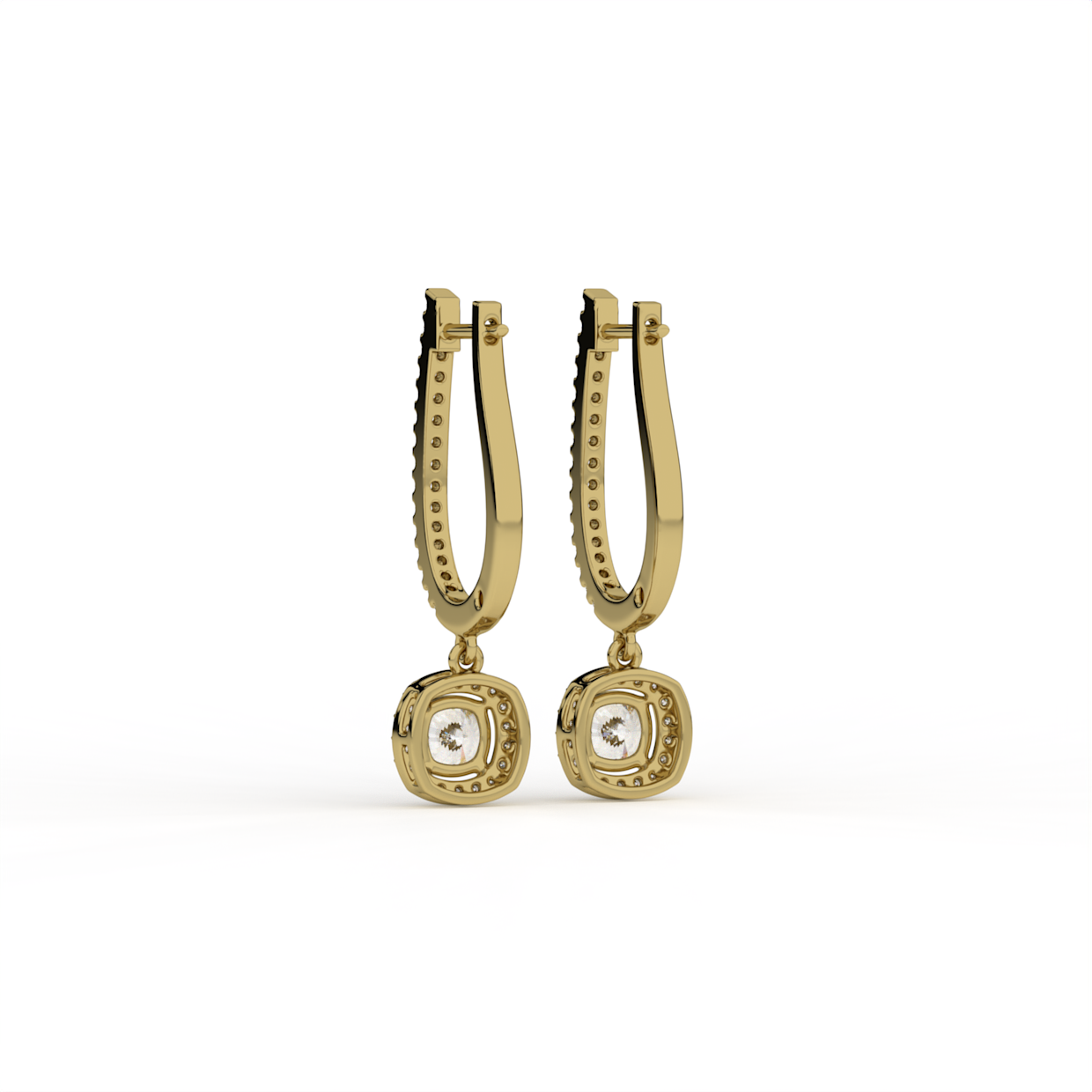 Cushion Halo Lab Grown Diamond Drop Hoops image 3