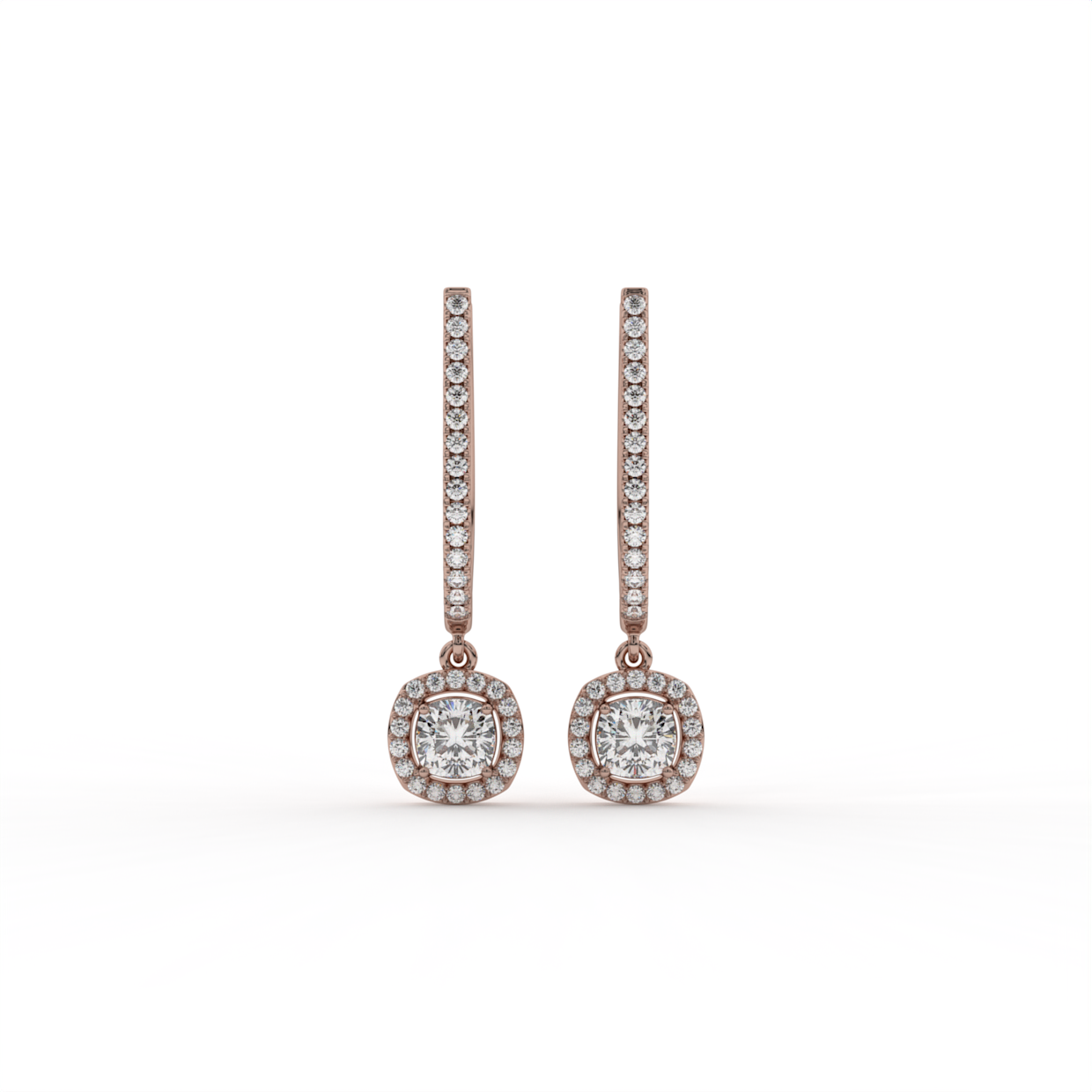 Cushion Halo Lab Grown Diamond Drop Hoops image 4